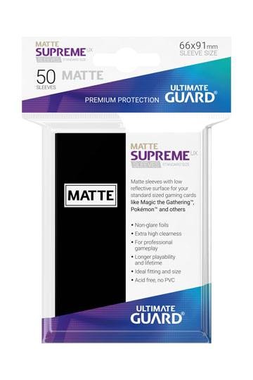 [ULT]Ultimate Guard Supreme UX Sleeves Fundas de Cartas Tamaño Estándar Negro Mate (50)
