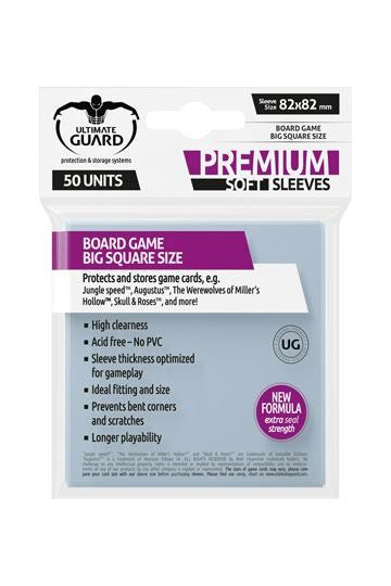 [ULT] Ultimate Guard Premium Soft Sleeves Fundas de Cartas del Juego de Mesa Cuadrado Grande 82x82 (50)