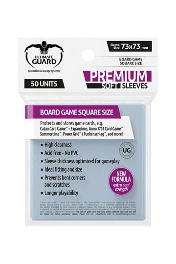 [ULT] Ultimate Guard Premium Soft Sleeves Fundas de Cartas del Juego de Mesa Cuadrado 73x73 (50)