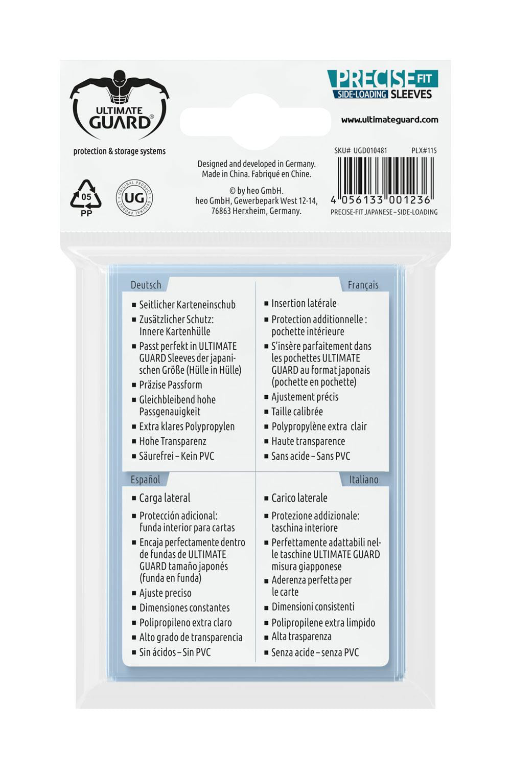 [ULT] Ultimate Guard Precise-Fit Sleeves Fundas Side-Loading Tamaño Japonés Transparente (100)