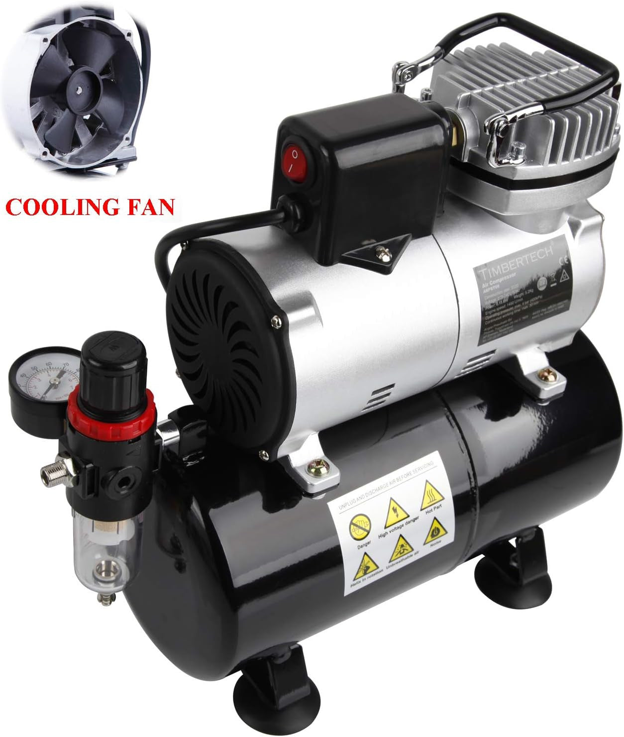 [ACP] Compresor de Aerógrafo Completo Con Ventilador de Refrigeración Actualizado, Mini Compresor y Accesorios ABPST08K