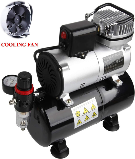 [ACP] Compresor de Aerógrafo Completo Con Ventilador de Refrigeración Actualizado, Mini Compresor y Accesorios ABPST08K