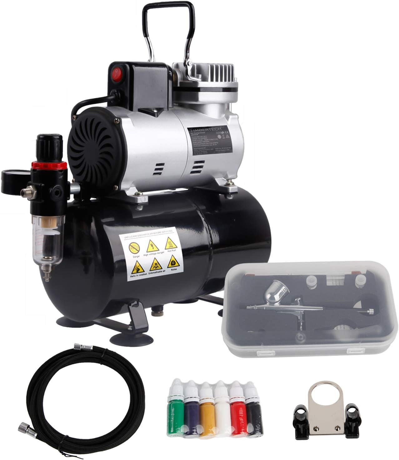 [ACP] Compresor de Aerógrafo Completo Con Ventilador de Refrigeración Actualizado, Mini Compresor y Accesorios ABPST08K