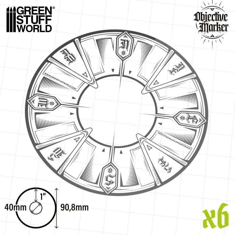 [AGS] Marcadores de Objetivos Kill Team compatibles transparentes x6