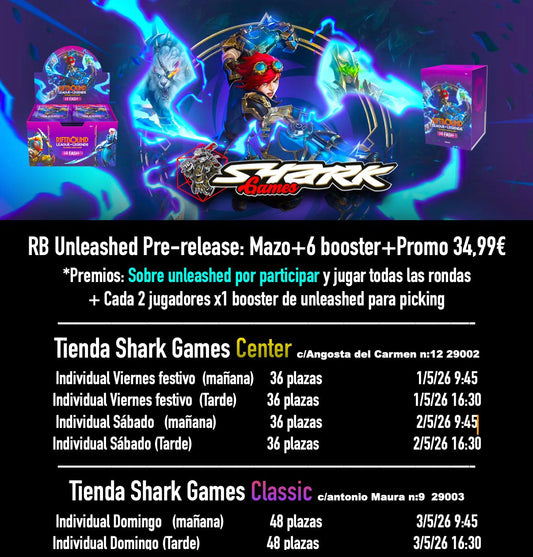 [eve] Pre-release Riftbound unleashed 1 , 2 y 3 de Mayo en Shark Games y SG Center