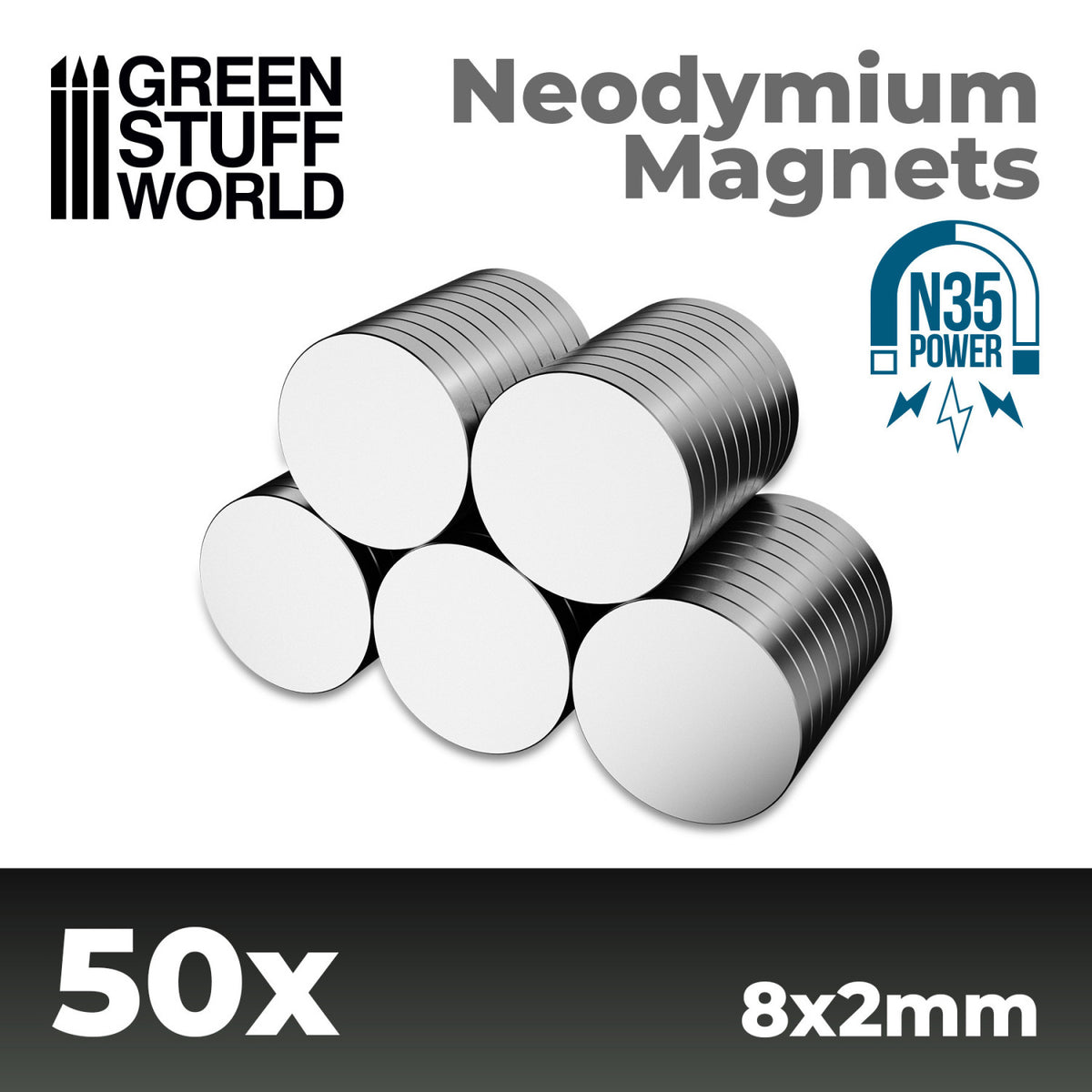 [AGS] Imanes Neodimio 8x2mm - 50 unidades (N35)